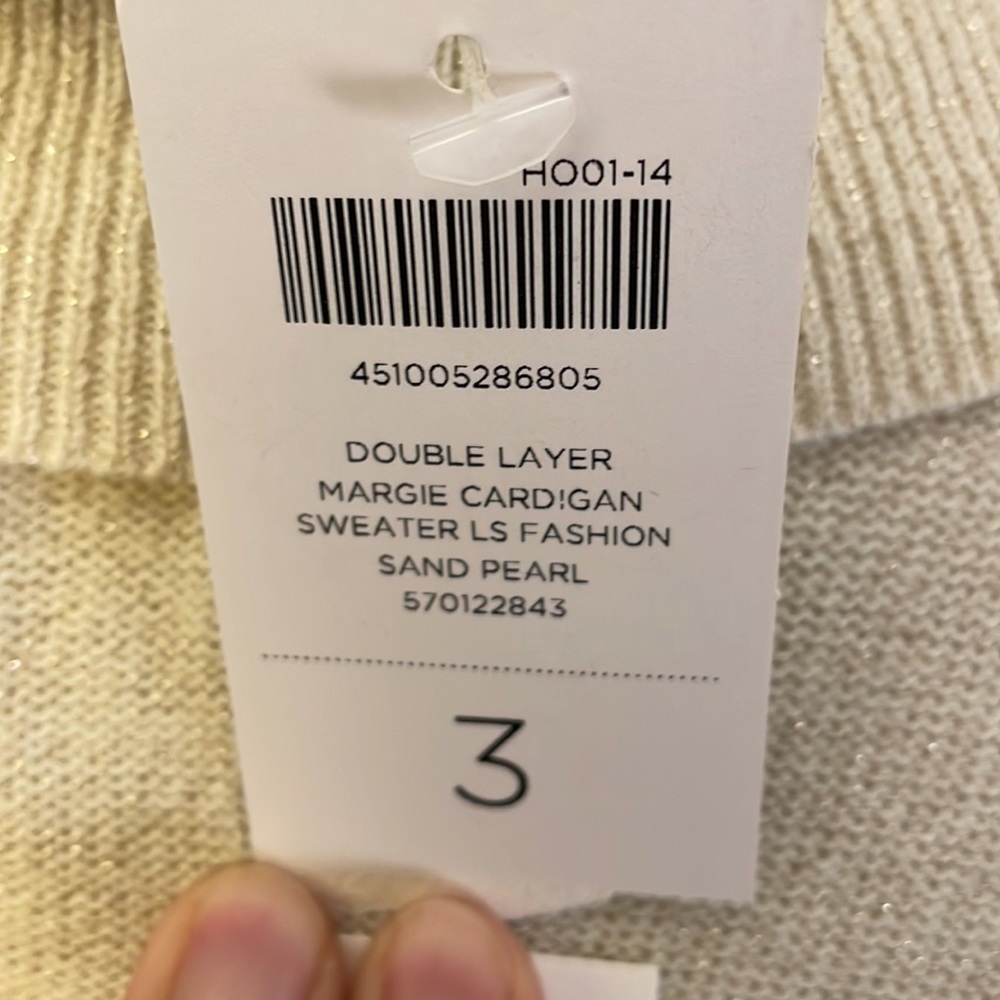 Chico’s long sleeve double layer Margie cardigan sweater (size 3) in san… - Picture 8 of 9